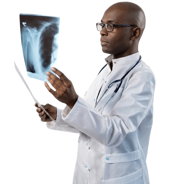 Newtown Medical Centre physician reviewing an X-ray