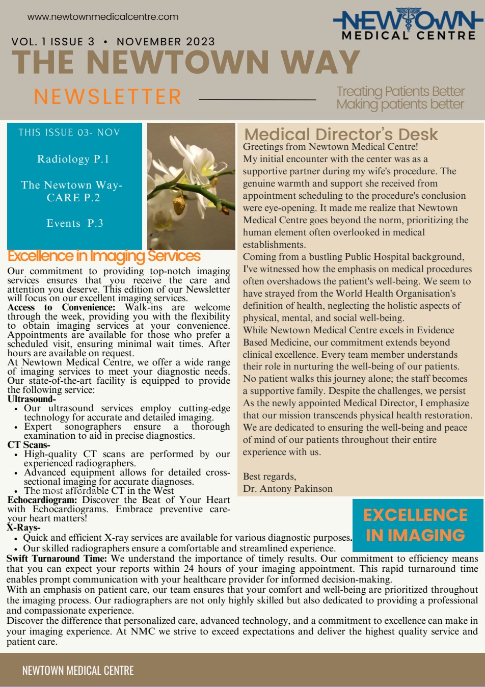 The Newtown Way newsletter, November 2023 issue cover